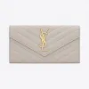 伊夫圣罗兰/Yves Saint laurent 大号字母标志颗粒纹理压花真皮钱包 372264BOW019207