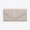 伊夫圣罗兰/Yves Saint laurent 大号monogram冰白色颗粒纹理提花真皮制翻盖钱包  372264BOW02