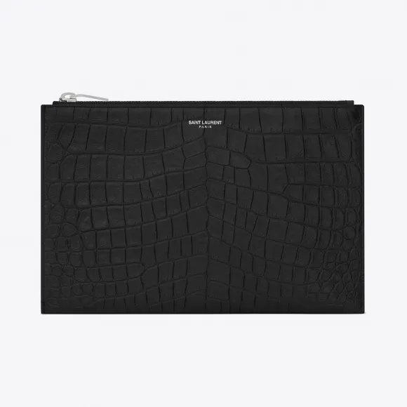 伊夫圣罗兰/Yves Saint laurent saint laurent巴黎拉链迷你平板电脑袖采用鳄鱼压纹皮革制成 3759