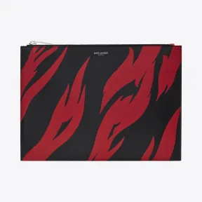伊夫圣罗兰/Yves Saint laurent SAINT LAURENT火焰印花红黑色真皮电脑包 397294D492E10