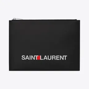 伊夫圣罗兰/Yves Saint laurent SAINT LAURENT黑色真皮印花平板电脑包 397294D5J3E107