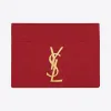 伊夫圣罗兰/Yves Saint laurent monogram大红色颗粒纹理小羊真皮信用卡套 423291BOW016805