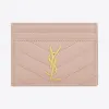 伊夫圣罗兰/Yves Saint laurent monogram浅粉色颗粒纹理小羊真皮信用卡套  423291BOW01692