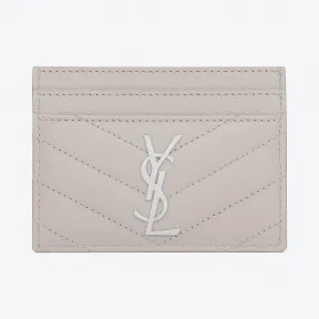 伊夫圣罗兰/Yves Saint laurent monogram冰白色颗粒纹理提花真皮制信用卡包 423291BOW02195