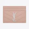 伊夫圣罗兰/Yves Saint laurent monogram淡胭脂色颗粒纹理提花真皮制信用卡包 423291BOW0269