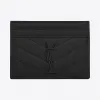 伊夫圣罗兰/Yves Saint laurent monogram图案型圣罗兰信用卡包，采用黑色颗粒纹理小羊皮皮革 423291