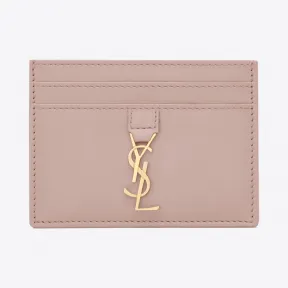 伊夫圣罗兰/Yves Saint laurent YSL card case in powder pink leather  4
