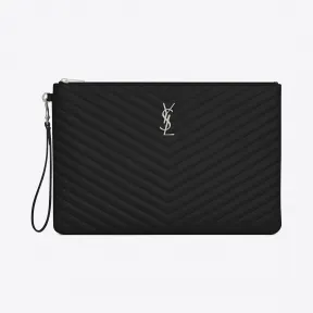 伊夫圣罗兰/Yves Saint laurent 深绿松石色绗缝真皮文件包 440222CWU021000