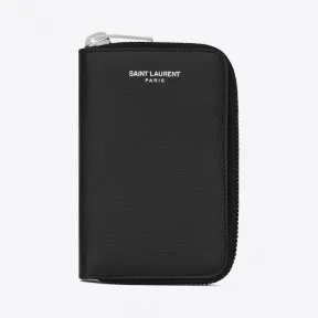 伊夫圣罗兰/Yves Saint laurent 经典 SAINT LAURENT PARIS 黑色颗粒纹理真皮拉链式钥匙袋 4