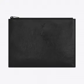 伊夫圣罗兰/Yves Saint laurent monogram黑色漆皮拉链平板电脑包  453249AB80U1000