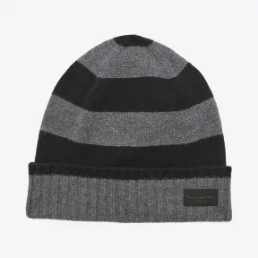 伊夫圣罗兰/Yves Saint laurent 黑色和灰色 Collegiate 条纹羊绒针织帽 4584834Y205106