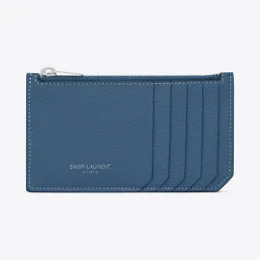 伊夫圣罗兰/Yves Saint laurent 5 FRAGMENTS zip pouch in denim blue gra