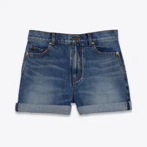 伊夫圣罗兰/Yves Saint laurent 复古蓝色牛仔布宽松短裤 469091Y883L4068
