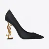 伊夫圣罗兰/Yves Saint laurent OPYUM 110 pump in black leather and gol