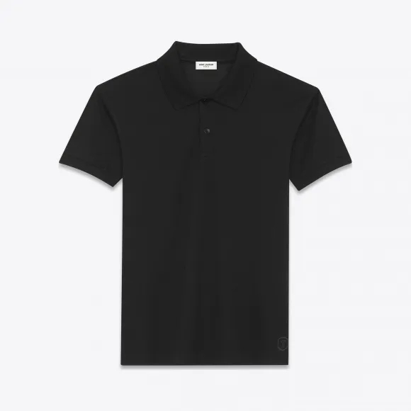 伊夫圣罗兰/Yves Saint laurent classic polo shirt in black piqué cotto