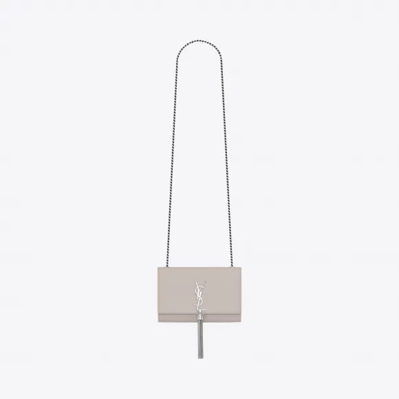 伊夫圣罗兰/Yves Saint laurent Kate 小号霜白色纹理真皮流苏穗链条包 474366BOW0N1950