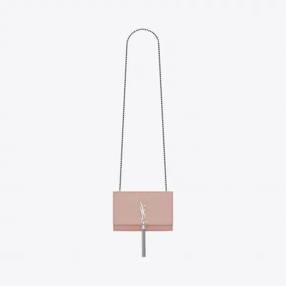 伊夫圣罗兰/Yves Saint laurent Kate 小号淡胭脂色纹理真皮流苏穗链条包 474366BOW0N6920