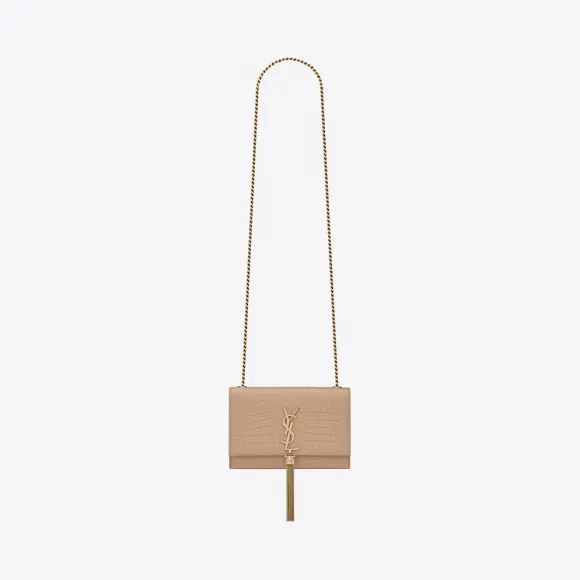 伊夫圣罗兰/Yves Saint laurent kate小号鳄鱼纹压印亮面皮革流苏手袋 474366DND0J2721