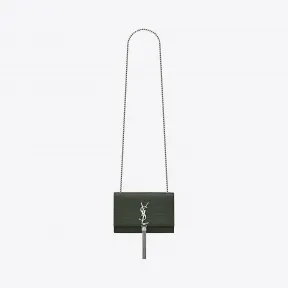 伊夫圣罗兰/Yves Saint laurent kate闪亮褪粉色鳄鱼纹理压花真皮链条流苏包 474366DND0N3045