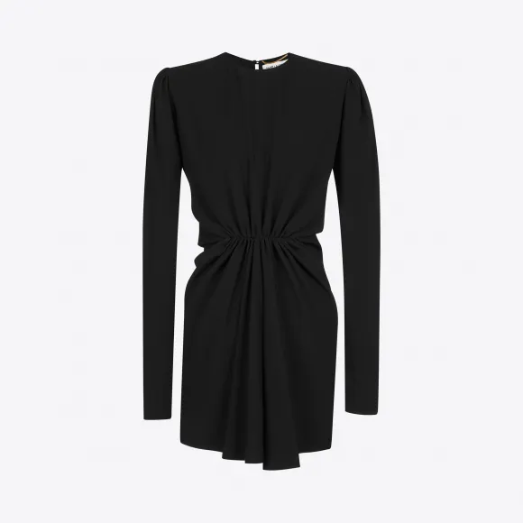 伊夫圣罗兰/Yves Saint laurent 黑色貂毛收腰长袖迷你裙 481429Y117W1000