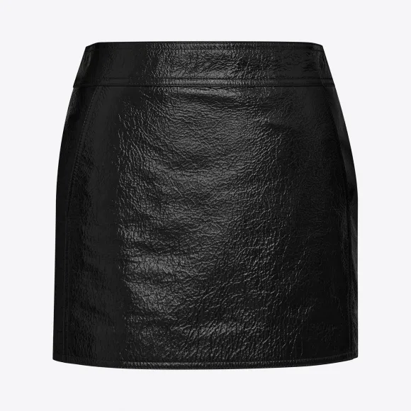 伊夫圣罗兰/Yves Saint laurent 黑色漆皮Trapeze迷你裙 483150YC2IV1000