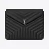 伊夫圣罗兰/Yves Saint laurent LOULOU黑色 “Y” 字形提花缝合真皮文件夹 483236DV706100