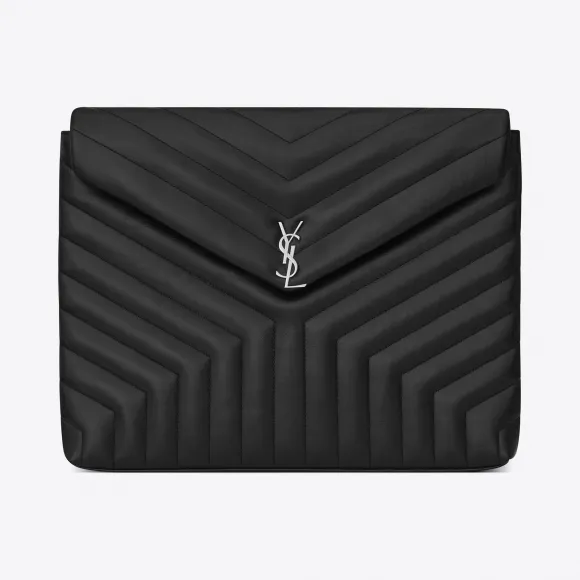 伊夫圣罗兰/Yves Saint laurent LOULOU黑色 “Y” 字形提花缝合真皮文件夹 483236DV706100