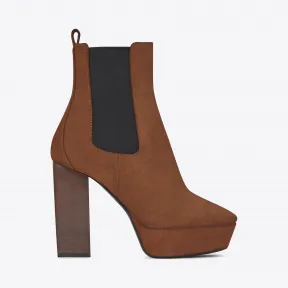 伊夫圣罗兰/Yves Saint laurent VIKA 95切尔西踝靴采用焦糖绒面革制成 4847980LI002330