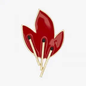 伊夫圣罗兰/Yves Saint laurent 金色调黄铜和红黑珐琅制火焰形胸针 486165Y15218065