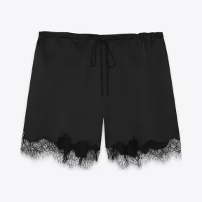 伊夫圣罗兰/Yves Saint laurent 百慕大短裤采用缎布和黑色蕾丝制成 491053Y070N1000