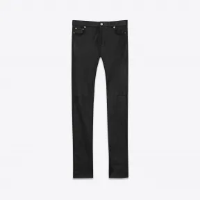 伊夫圣罗兰/Yves Saint laurent 标志性黑色皮革低腰紧身牛仔裤 496409Y5RG21000