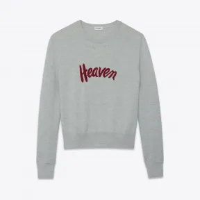 伊夫圣罗兰/Yves Saint laurent 这款宽松针织衫采用斑驳的灰色针织设计，饰有HEAVEN  500088YA2O