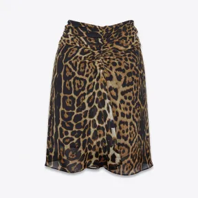 伊夫圣罗兰/Yves Saint laurent 这款迷你裙采用真丝乔其纱制成，饰有豹纹印花 503031Y352R9773