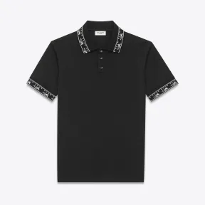 伊夫圣罗兰/Yves Saint laurent Polo shirt in black cotton pique with I