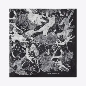 伊夫圣罗兰/Yves Saint laurent 与古希腊的印花大手帕印在黑色和灰色棉纱巴里纱 5043654Y1011062