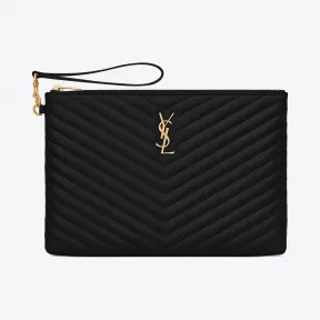 伊夫圣罗兰/Yves Saint laurent Monogram黑色绗缝真皮平板电脑包 559193CWU011000