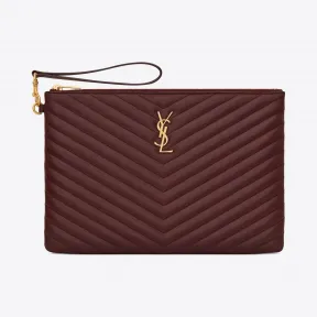 伊夫圣罗兰/Yves Saint laurent Monogram深红色绗缝真皮平板电脑包 559193CWU016475