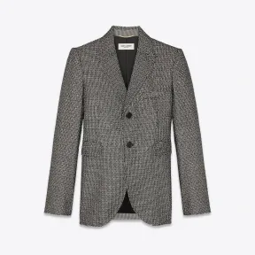 伊夫圣罗兰/Yves Saint laurent Allover千鸟格图案西装外套，饰有珠子和亮片 564156Y525U978