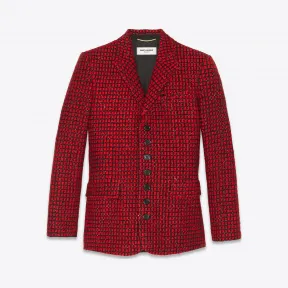 伊夫圣罗兰/Yves Saint laurent 这款刺绣通体千鸟格七折西装式外套 567730Y512W1000