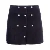 伊夫圣罗兰/Yves Saint laurent 纽扣绒面皮革半身裙 572284YC2RK1000