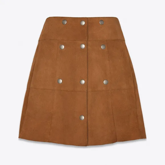 伊夫圣罗兰/Yves Saint laurent 带纽扣绒面革飞人裙 572284YC2YL2202