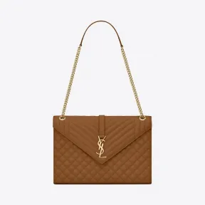 伊夫圣罗兰/Yves Saint laurent 大号绗缝粒面压印皮革信封包 600166BOW912516