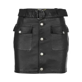 伊夫圣罗兰/Yves Saint laurent 皮革迷你裙 605738YC2UE1000