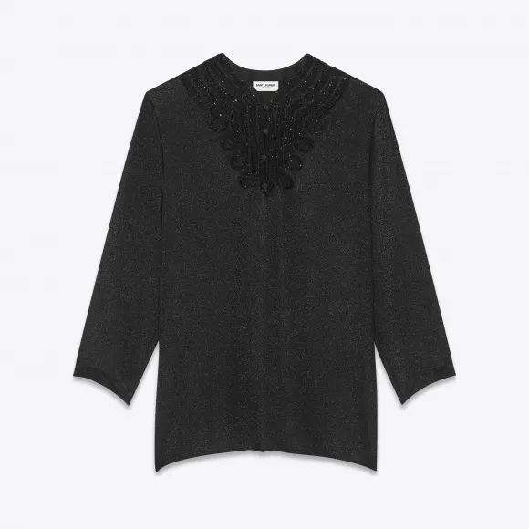 伊夫圣罗兰/Yves Saint laurent 闪闪发光的黑貂长袍 饰有串珠小饰品 607875Y1A931000