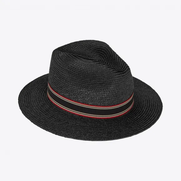 伊夫圣罗兰/Yves Saint laurent 女士 对比效果条纹帆布饰带巴拿马草帽 6087593YB831000