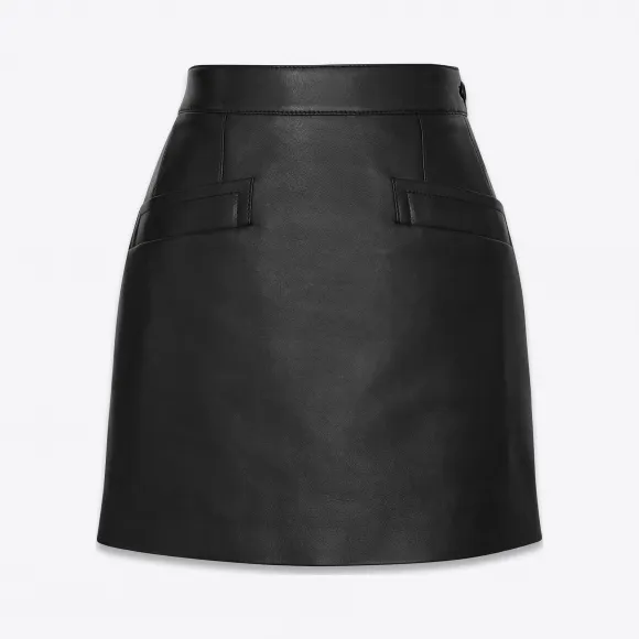 伊夫圣罗兰/Yves Saint laurent 羊皮高腰迷你裙 611752YC2ZZ1000