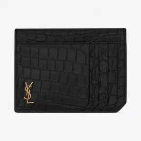 伊夫圣罗兰/Yves Saint laurent tiny monogram鳄鱼纹压印雾面皮革证件夹 629908DZE0W1000