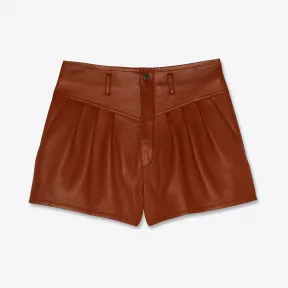 伊夫圣罗兰/Yves Saint laurent 高腰小羊皮褶皱短裤