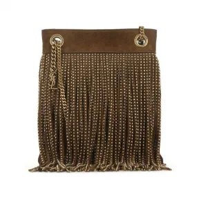 伊夫圣罗兰/Yves Saint laurent 棕色 绒面革铆钉流苏流苏包 6337531S7XW2355