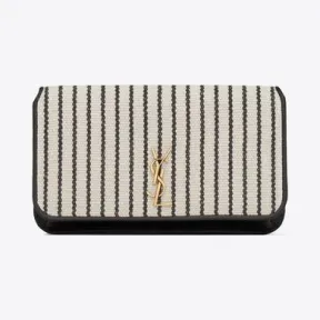 伊夫圣罗兰/Yves Saint laurent monogram帆布和光滑皮革饰带手机包 635095FAACG9583